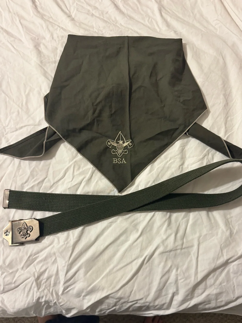 BSA Olive Drab Neckerchief and 41” Belt Set